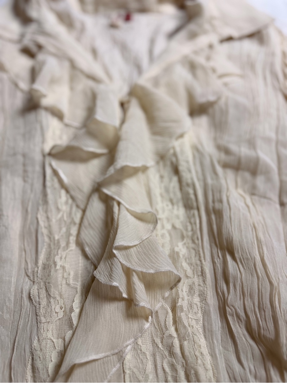 Seven7 Cream Ruffle-Front Blouse - Picture 6 of 9